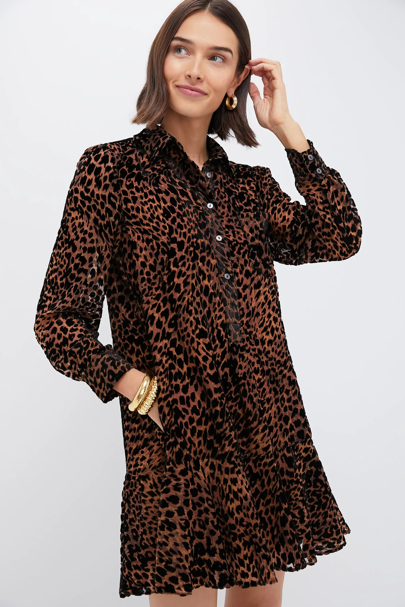 Leopard Velvet Burnout Callahan Shirt Dress | Tuckernuck (US)