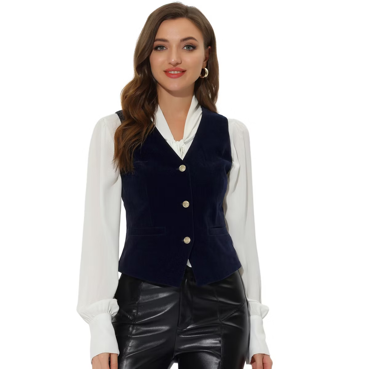 Allegra K Women's Steampunk Velvet Sleeveless Button Down V-Neck Suit Vest | Target