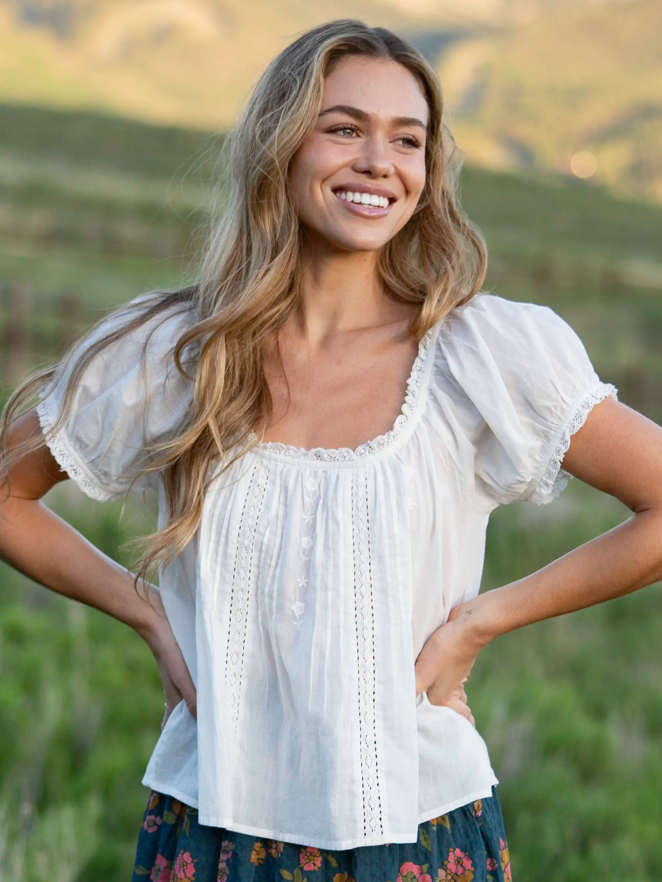 Sweet Nothings Embroidered Cotton Top - White | Natural Life