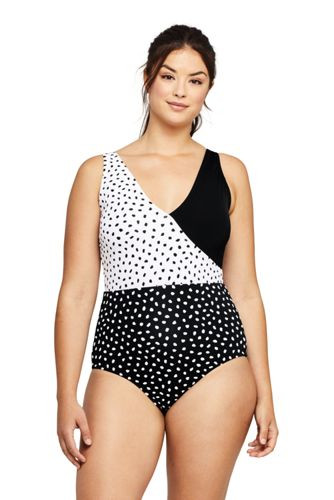 Women's Plus Size V-neck One Piece Swimsuit Print | Lands' End (US)