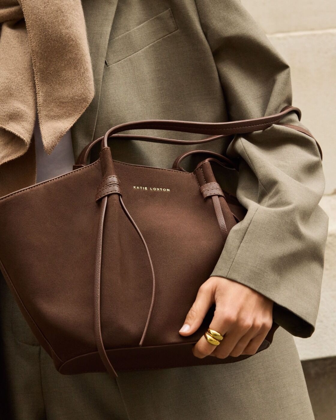 Celina Small Suedette Tote Bag in Chocolate | Katie Loxton Ltd. (UK)