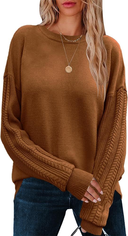 Zeagoo Womens Cable Knit Sweaters Trendy Basic Long Sleeves Cute Crewneck Cozy Chunky Soft Warm P... | Amazon (US)