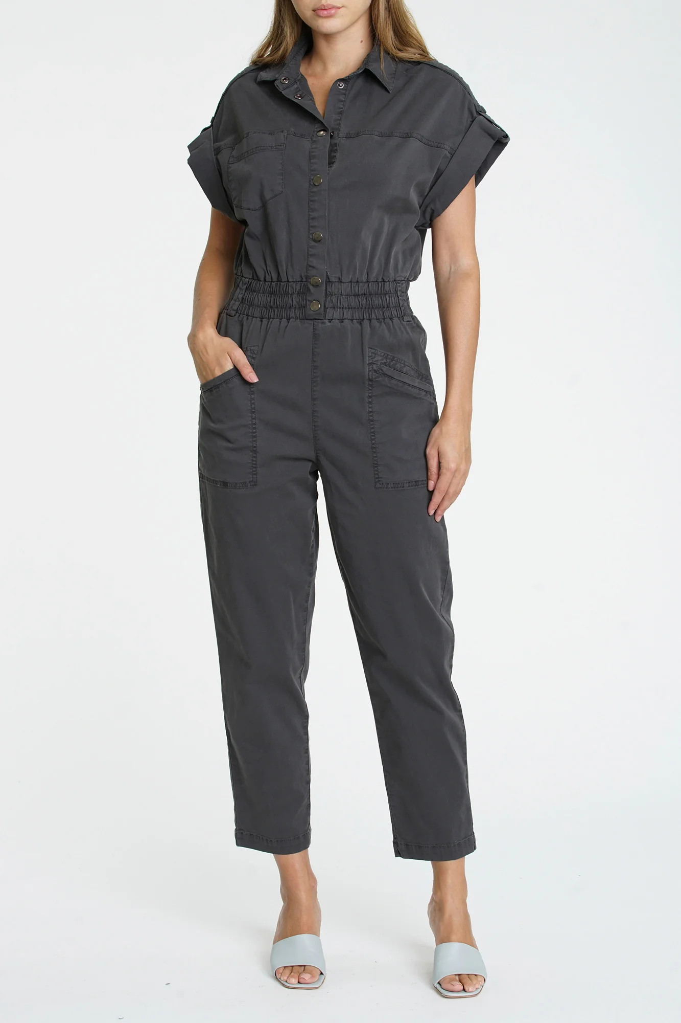 Dani Lightweight Dolman Pull On Jumpsuit - Asphalt (ASPHALT / S) | Pistola Denim