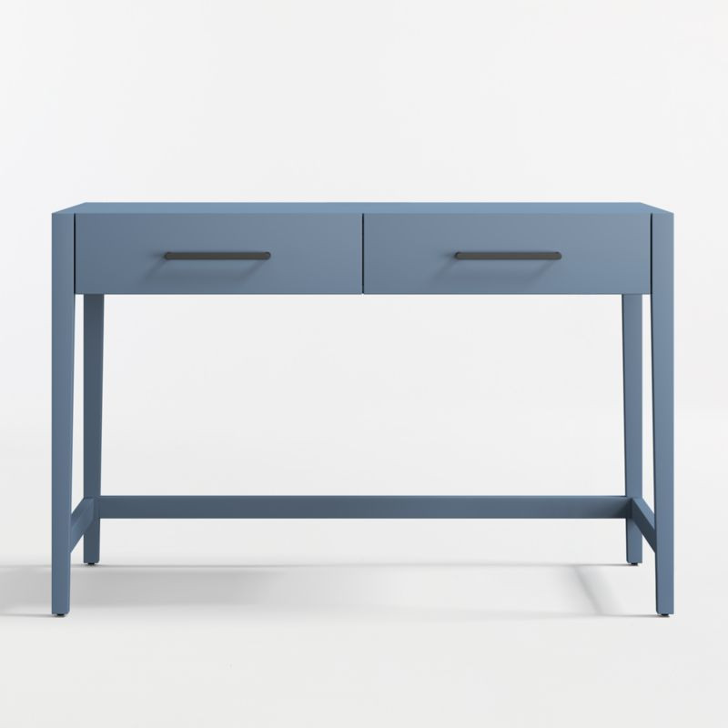 Ever Simple Modular Slate Blue Wood Wide 2-Drawer Kids Desk + Reviews | Crate & Kids | Crate & Barrel