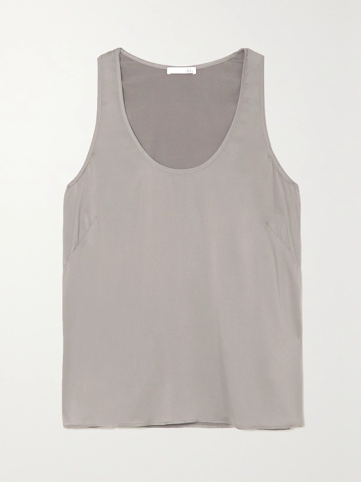 Skin - + Net Sustain Topaz Stretch-organic Silk Satin Tank - Gray | NET-A-PORTER (US)