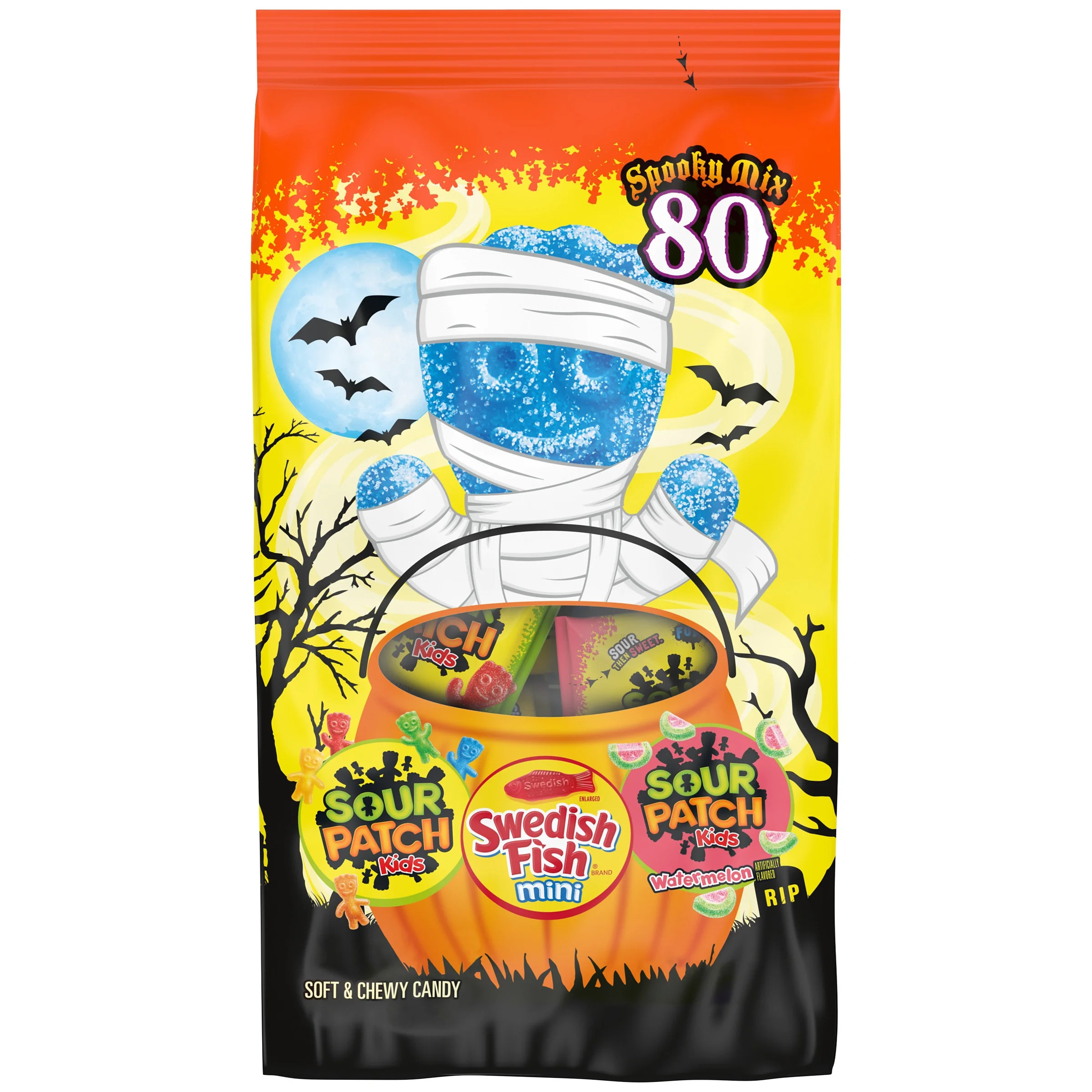 SOUR PATCH KIDS & SWEDISH FISH Mini Halloween Candy Variety Pack, 80 Trick or Treat Bags | Walmart (US)