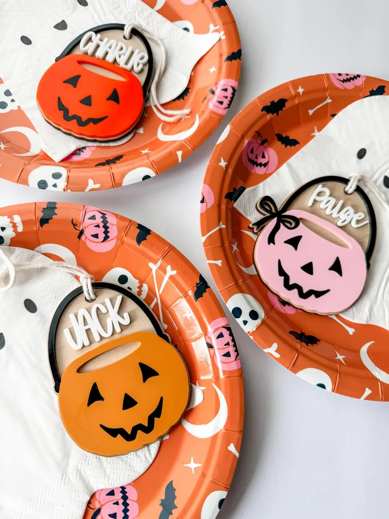 Halloween Basket Tags / Pumpkin Bucket Name Tags / Boo Basket Tags / Personalized Gift Tags / Hal... | Etsy (US)