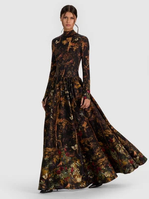 CHARA TURTLENECK MAXI DRESS - WISTFUL WOODS | Alice + Olivia