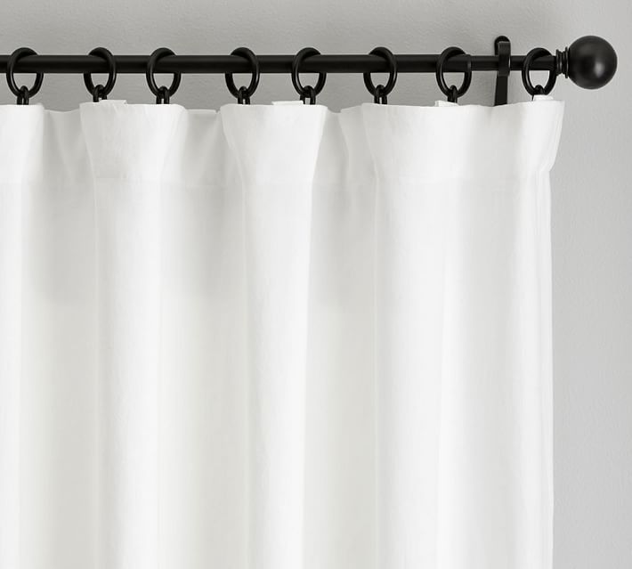 Classic Belgian Flax Linen Rod Pocket Curtain - White | Pottery Barn (US)
