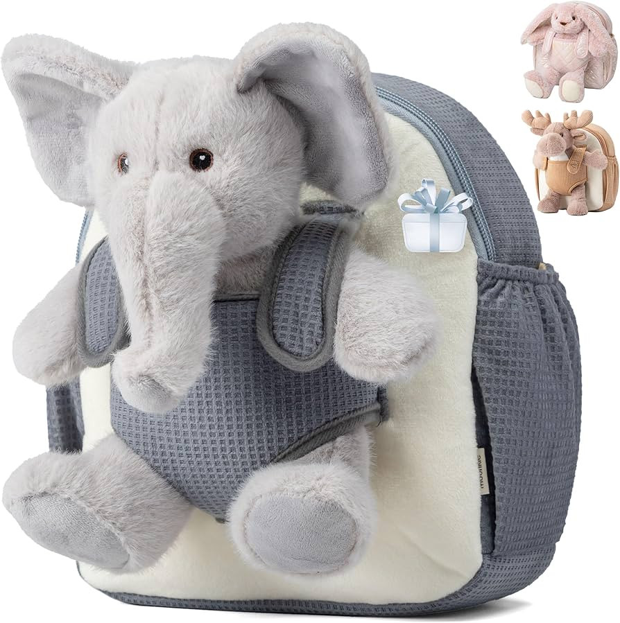 Moonkie Hug & Go™ Elephant Toddler Backpack – Soft Plush Bag with Take-Along Toy for Boys Age... | Amazon (US)