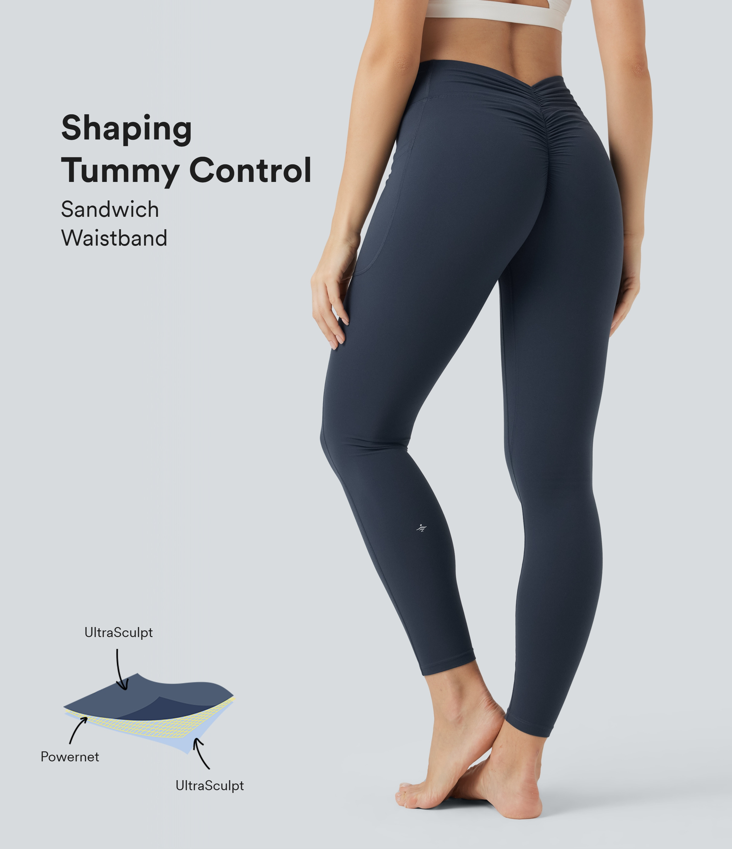 Halara Halara UltraSculpt™ SoCinched High Waisted Tummy Control Scrunch Shaping Yoga Leggings with Pockets - Carbon - XL(7/8) gym leggings | HALARA