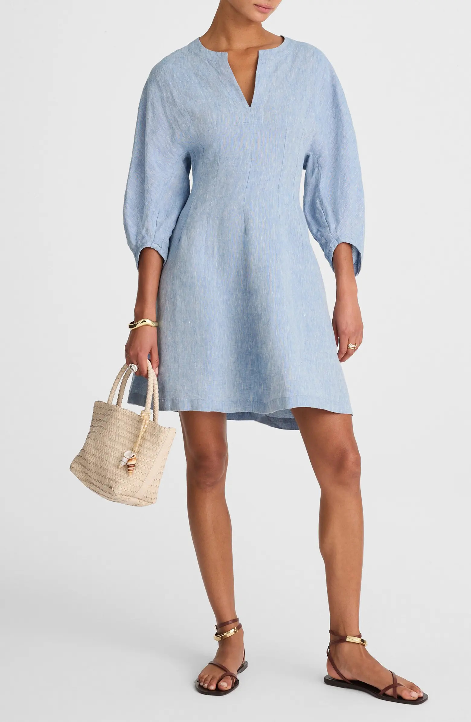 Splitneck Linen Minidress | Nordstrom