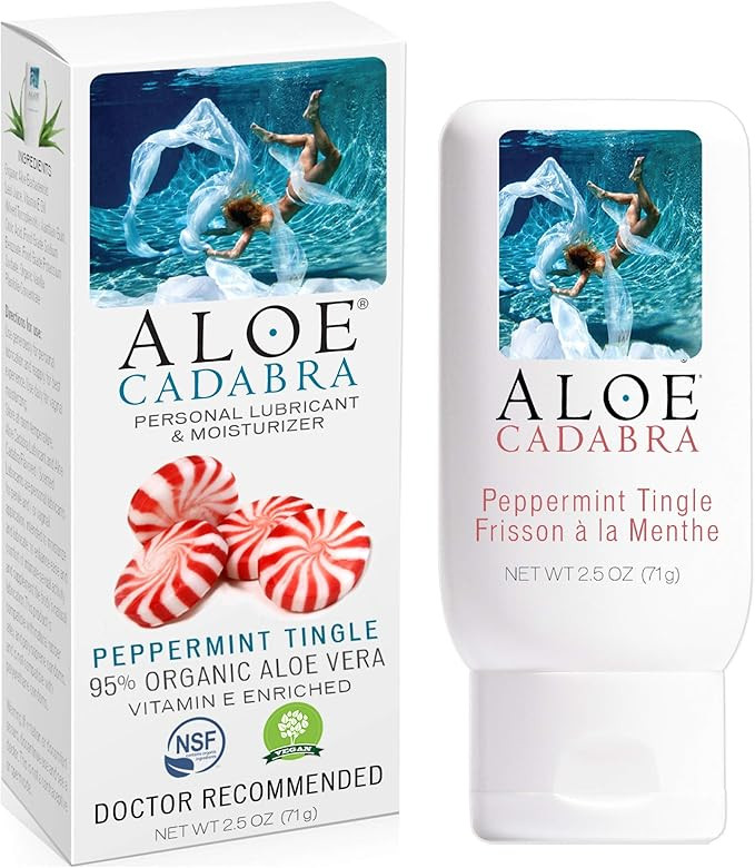Aloe Cadabra Water Based Flavored Personal Lube, Organic Edible Peppermint Lube, 2.5 Ounce | Amazon (US)