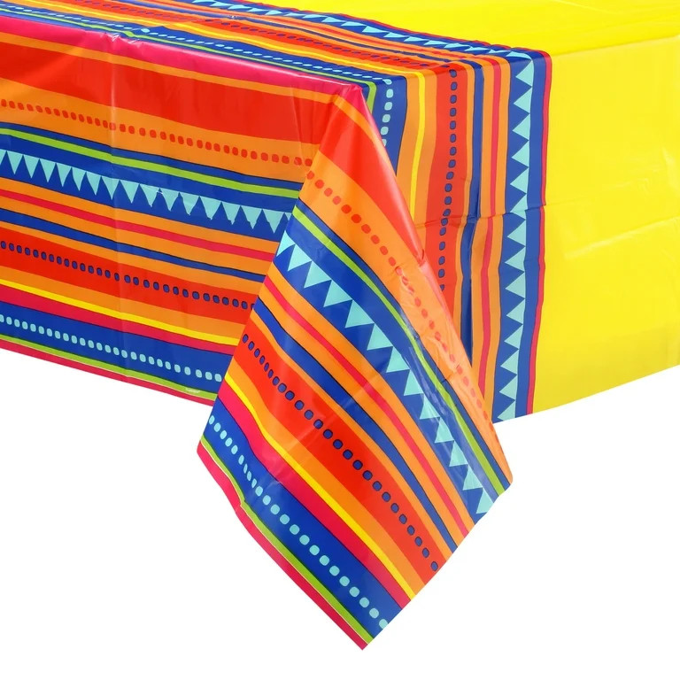 Way to Celebrate! Serape Fiesta Plastic Tablecloth, 84 x 54in | Walmart (US)