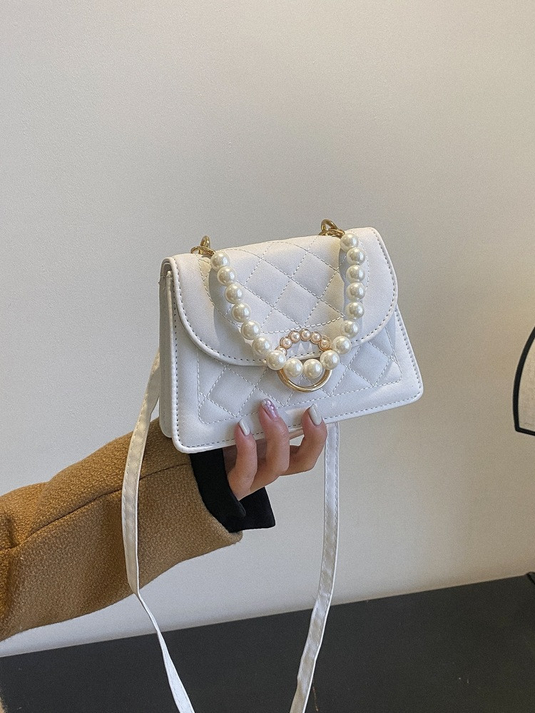 Mini Quilted Faux Pearl Decor Flap Square Bag | SHEIN