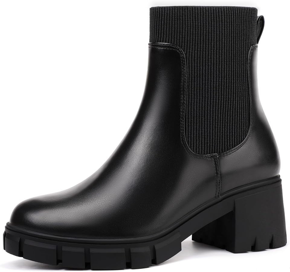 IDIFU IN2 Chelsea Boots Elastic Ankle Boots for Women Platform Lug Sole Women's Boots Round Toe L... | Amazon (US)
