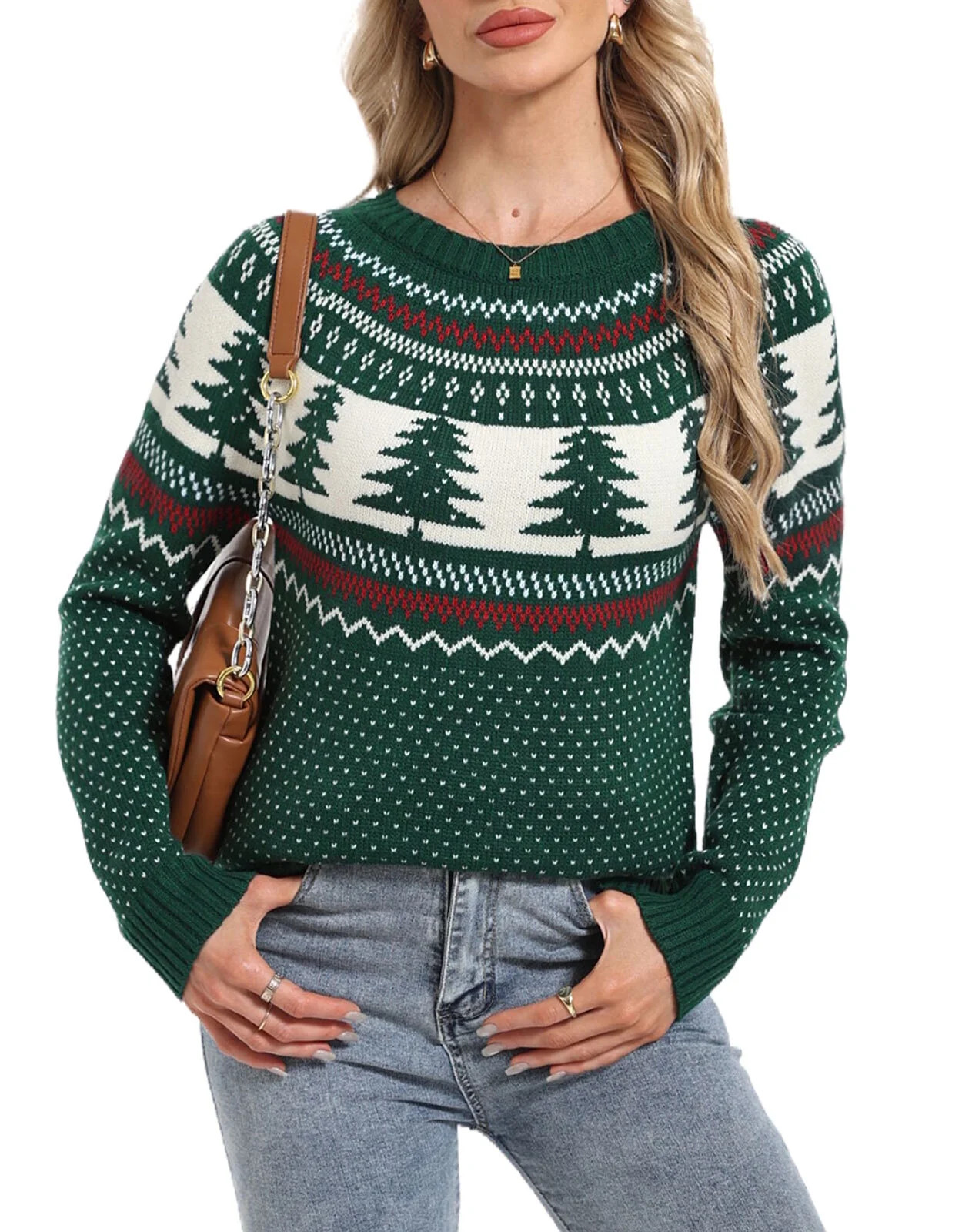 Fair Isle Sweaters for Women Ugly Christmas Sweater Crew Neck Long Sleeve Cute Funny Holiday Chri... | Walmart (US)