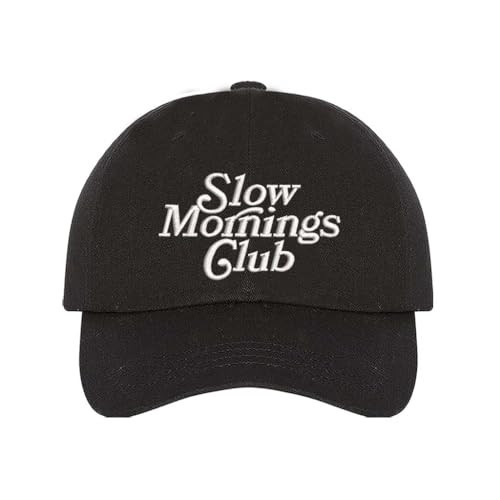 DSY Lifestyle Slow Mornings Club Embroidered Baseball Hat Black | Amazon (US)