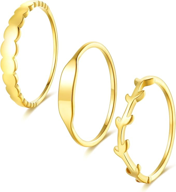 KAZITSAN Stainless Steel Rings for Women Statement Rings Fashion Plain Band Knuckle Stacking Midi... | Amazon (US)