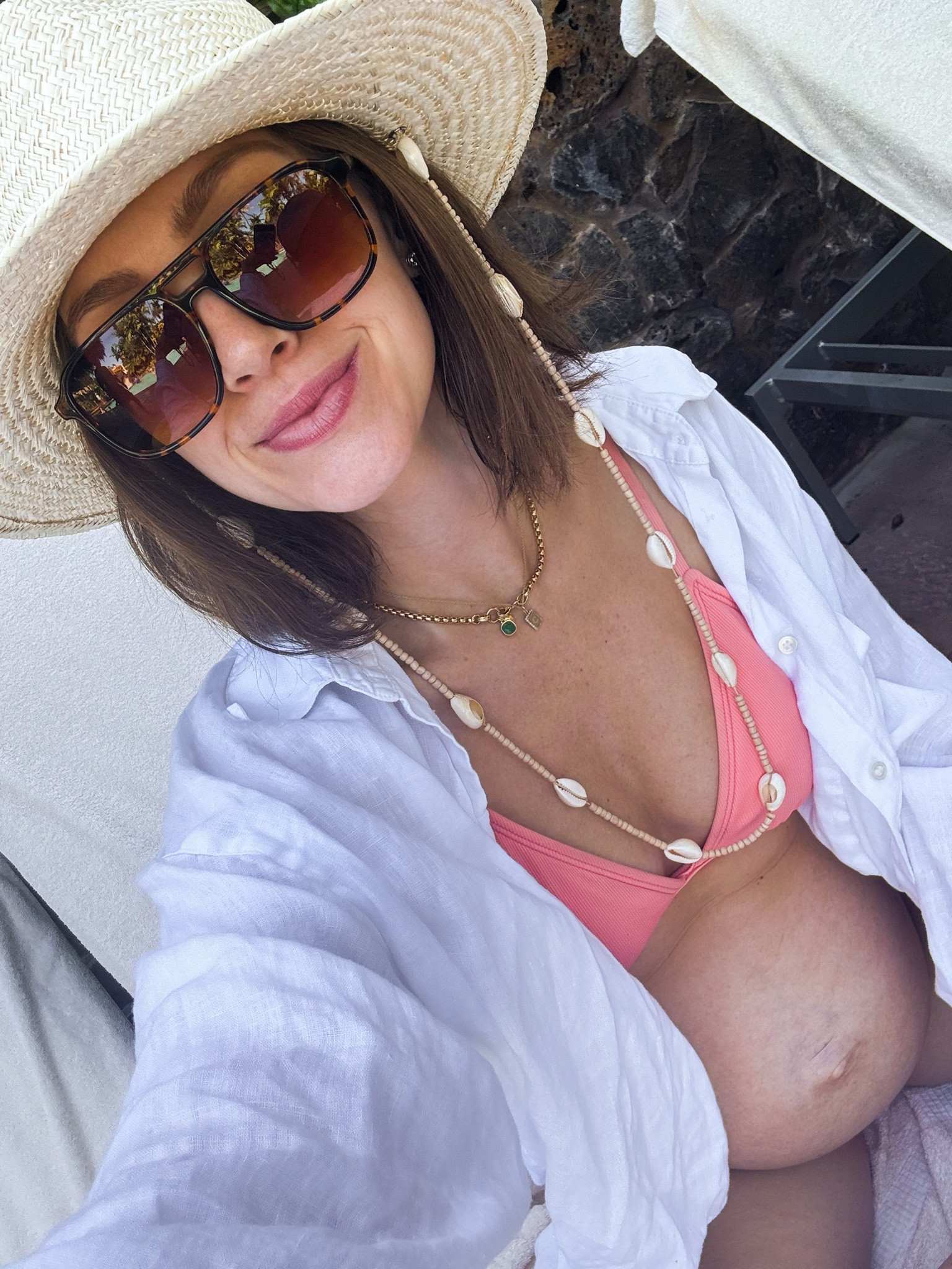 Bikini // bump style // linen shirt // pink swimsuit // sun hat // sunglasses // vacation style // size up in shirt for oversized look // wearing M bikini top and S bottom

#LTKTravel #LTKSwim #LTKSeasonal