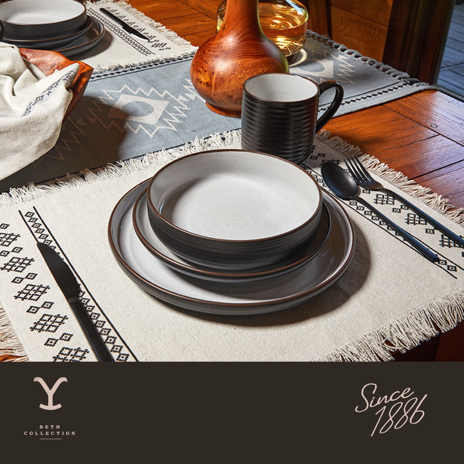 Yellowstone 12-Piece Ceramic Dinnerware Set, Beth Collection | Walmart (US)