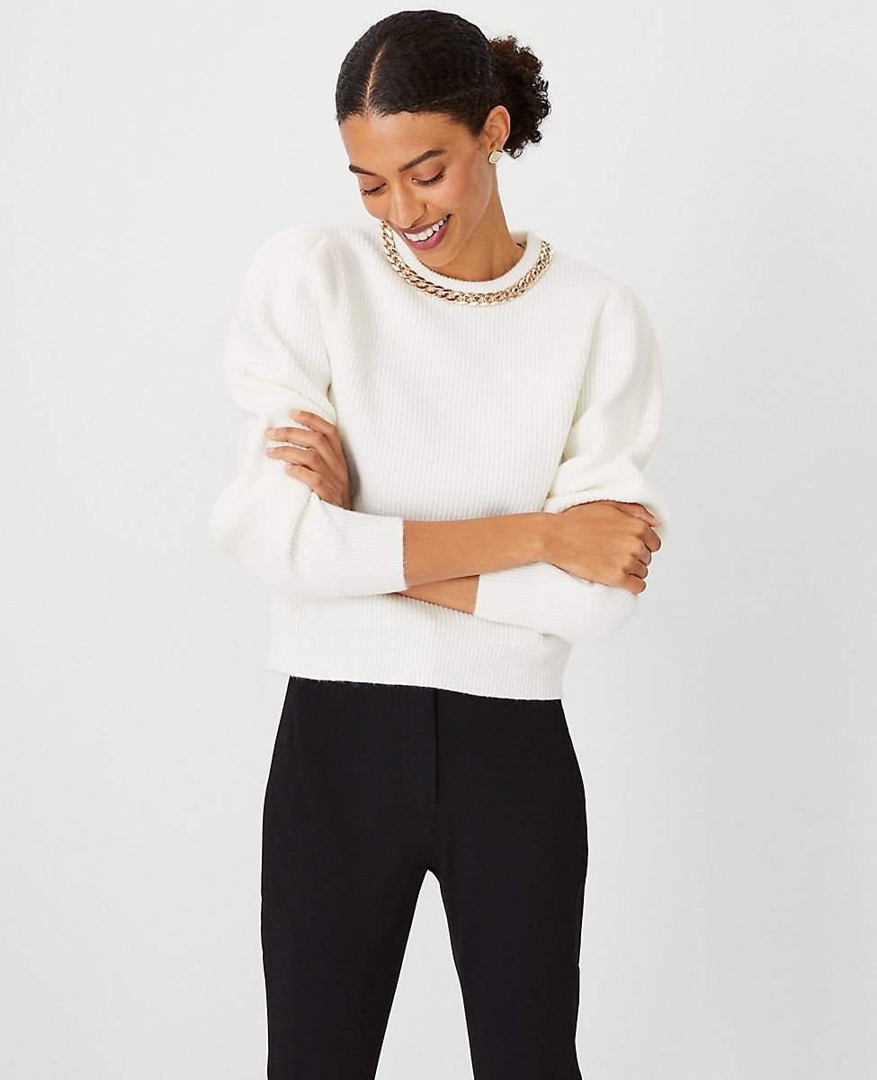 Chain Puff Sleeve Sweater | Ann Taylor (US)