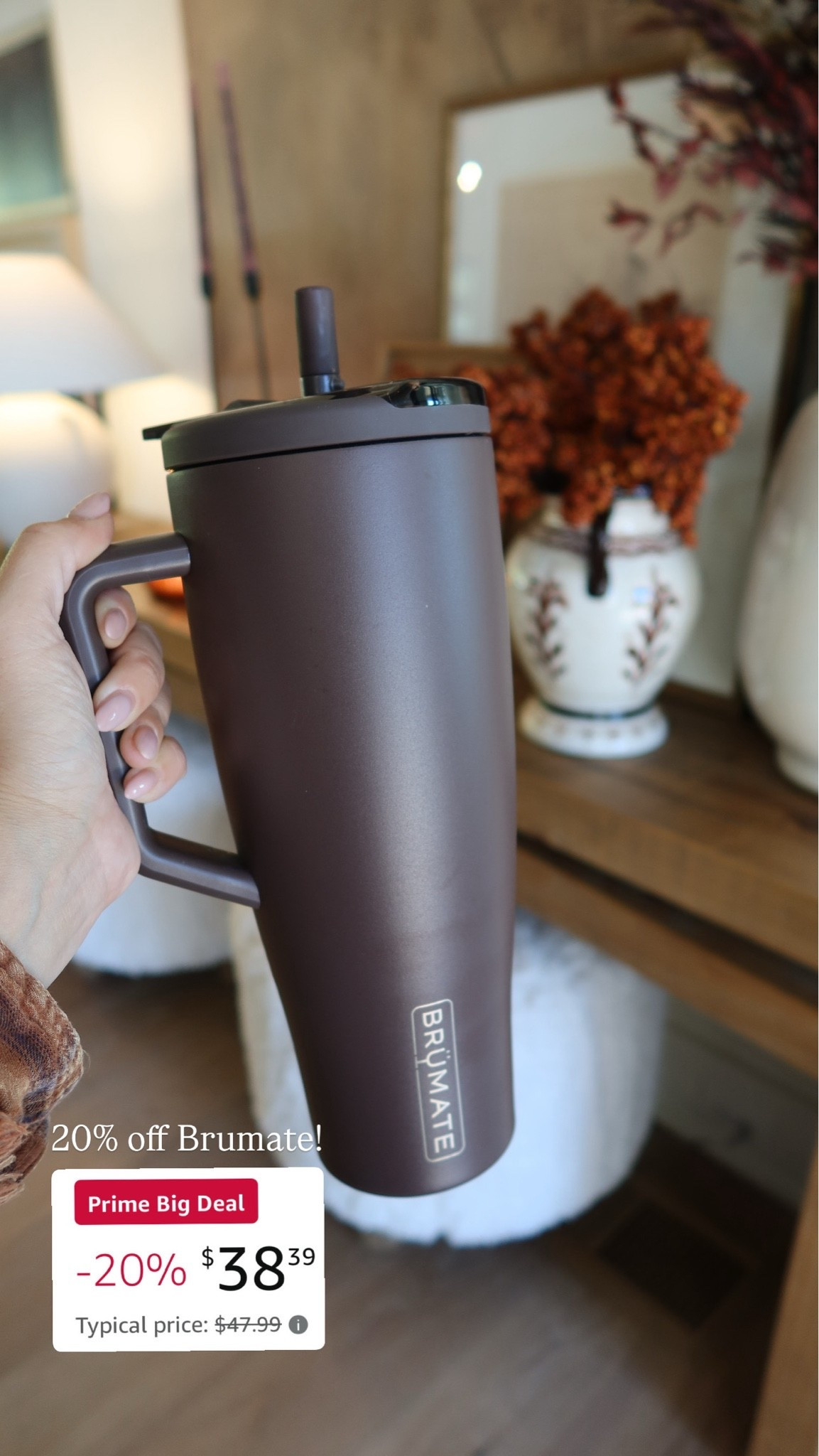 20% off Brumate tumblers now on Amazon! I love this 40oz tumbler with the covered straw lid- comes in so many colors too!