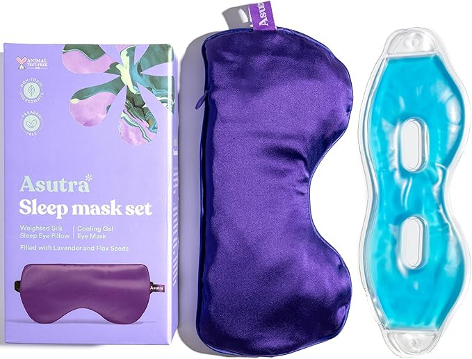 ASUTRA Silk Eye Pillow for Sleep, Purple - Filled w/Lavender Buds & Flax Seeds, Weighted Eye Mask... | Amazon (US)
