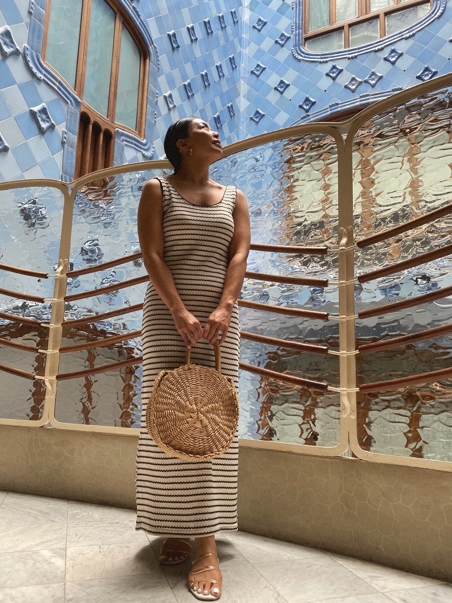 Tan and black maxi dress 

#LTKTravel #LTKOver40