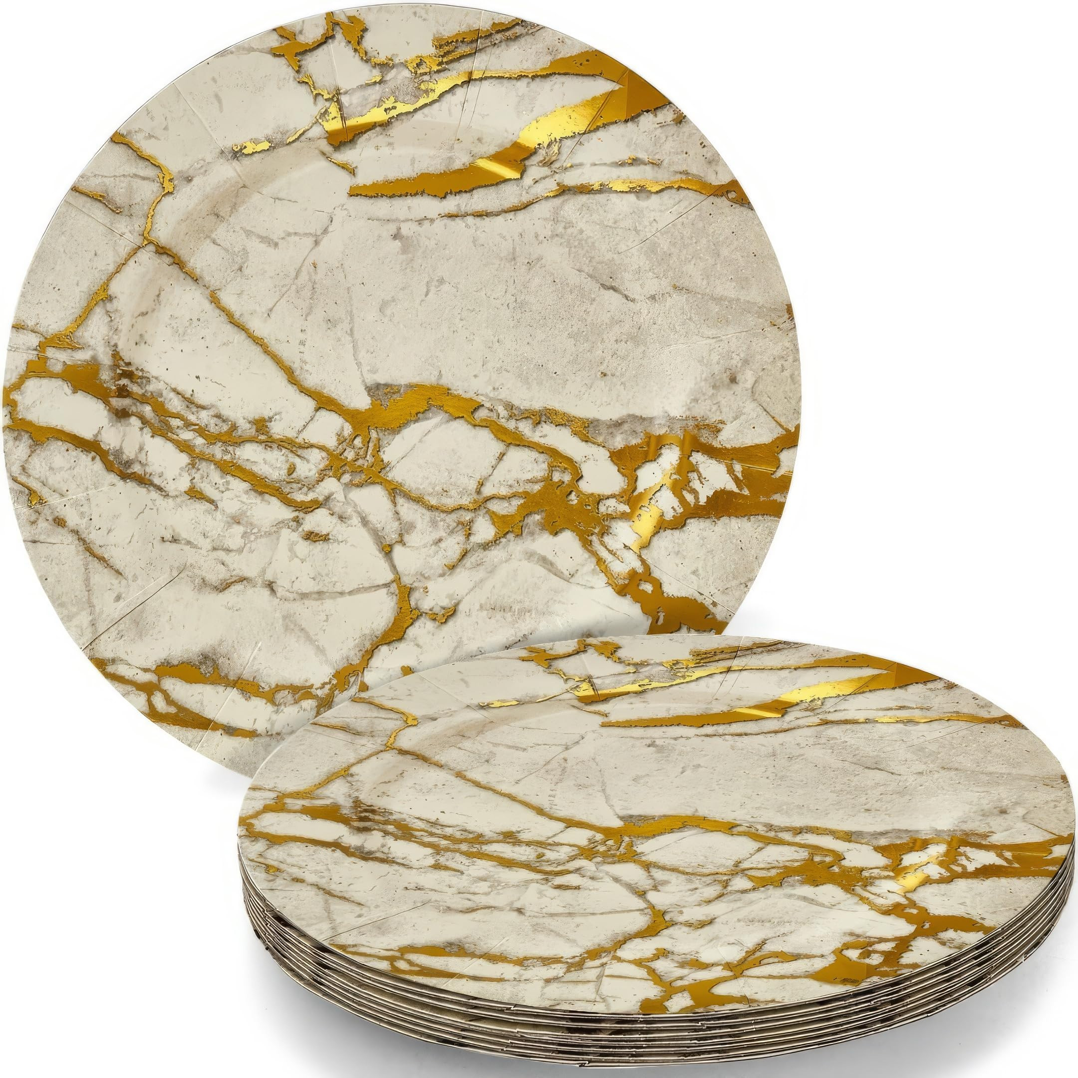 SILVER SPOONS Marble Design Disposable Charger Plates for Party - (10 PC) Heavy Duty Disposable D... | Amazon (US)