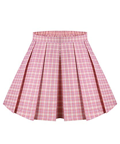 RITERA Women Plus Size Plaid Pleated Skirt Purple Pink A-Line 4X Grid Skirt with Side Hidden Zipper Casual Ladies Summer Trendy Skirt with Stretchy Band Back Elastic Closure Mini Skirt 4XL 24W 26W | Amazon (US)