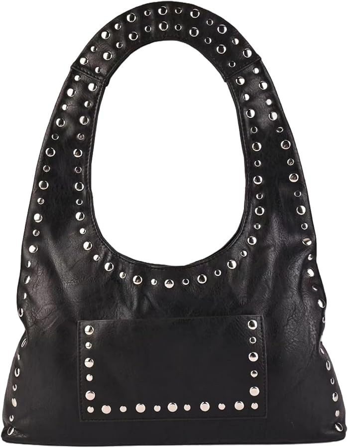 PU Leather Hobo Bag for Women Trendy Vegan Handbag Vintage Studded Tote Bag Y2k Purses Punk Stree... | Amazon (US)