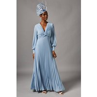 Womens Pleated Chiffon Maxi Dress - Blue - 16 | boohoo (US & Canada)