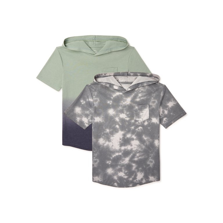 Wonder Nation Boys Short Sleeve Pocket Hoodie, Sizes 4-18 & Husky, 2-Pack | Walmart (US)
