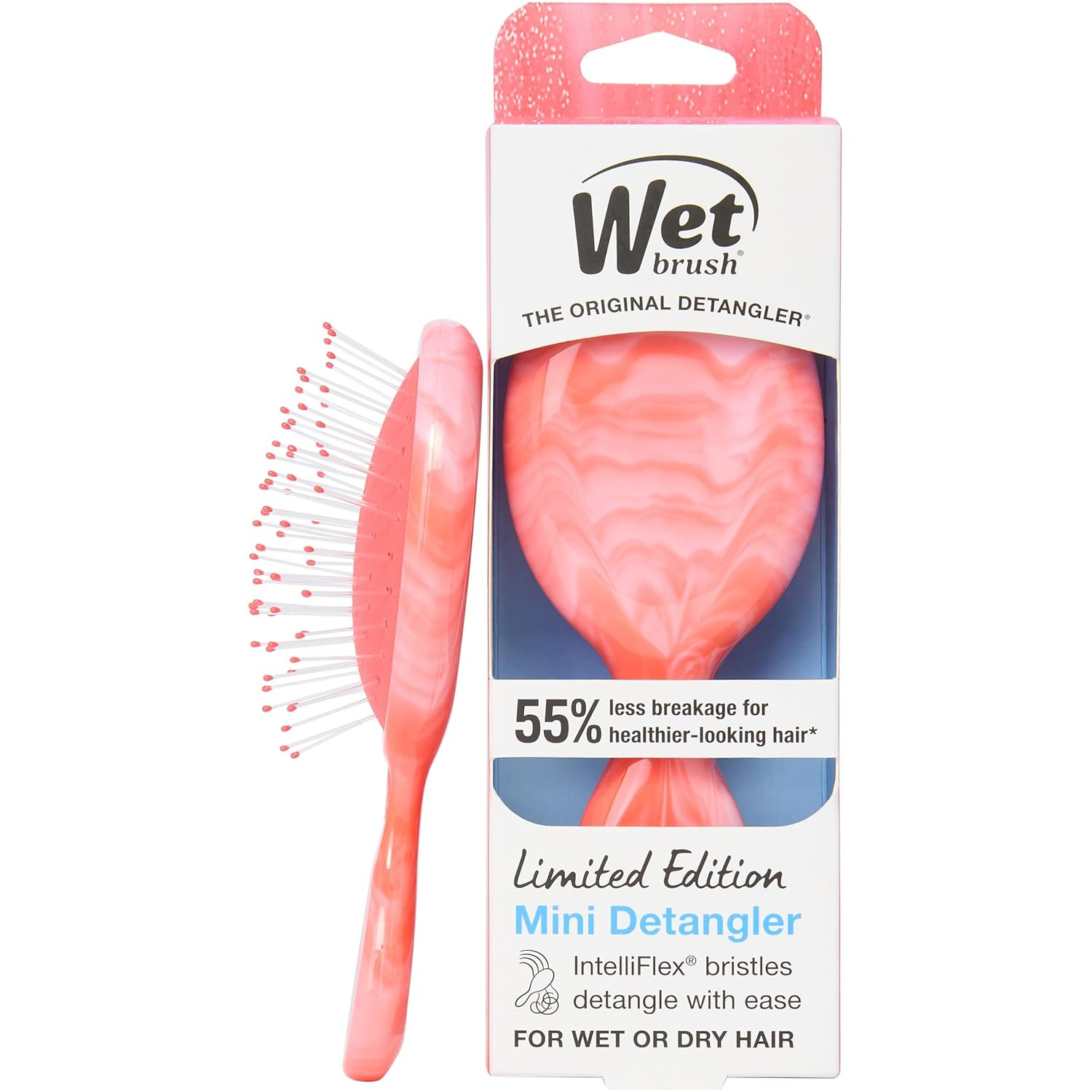 Wet Brush Mini Detangler Hair Brush for Gentle Knot Removal, Travel Size, Soft Bristles for Pain-Free Detangling, Less Breakage, Works on All Hair Types, Limited Edition, Summer Treat Strawberry | Amazon (US)