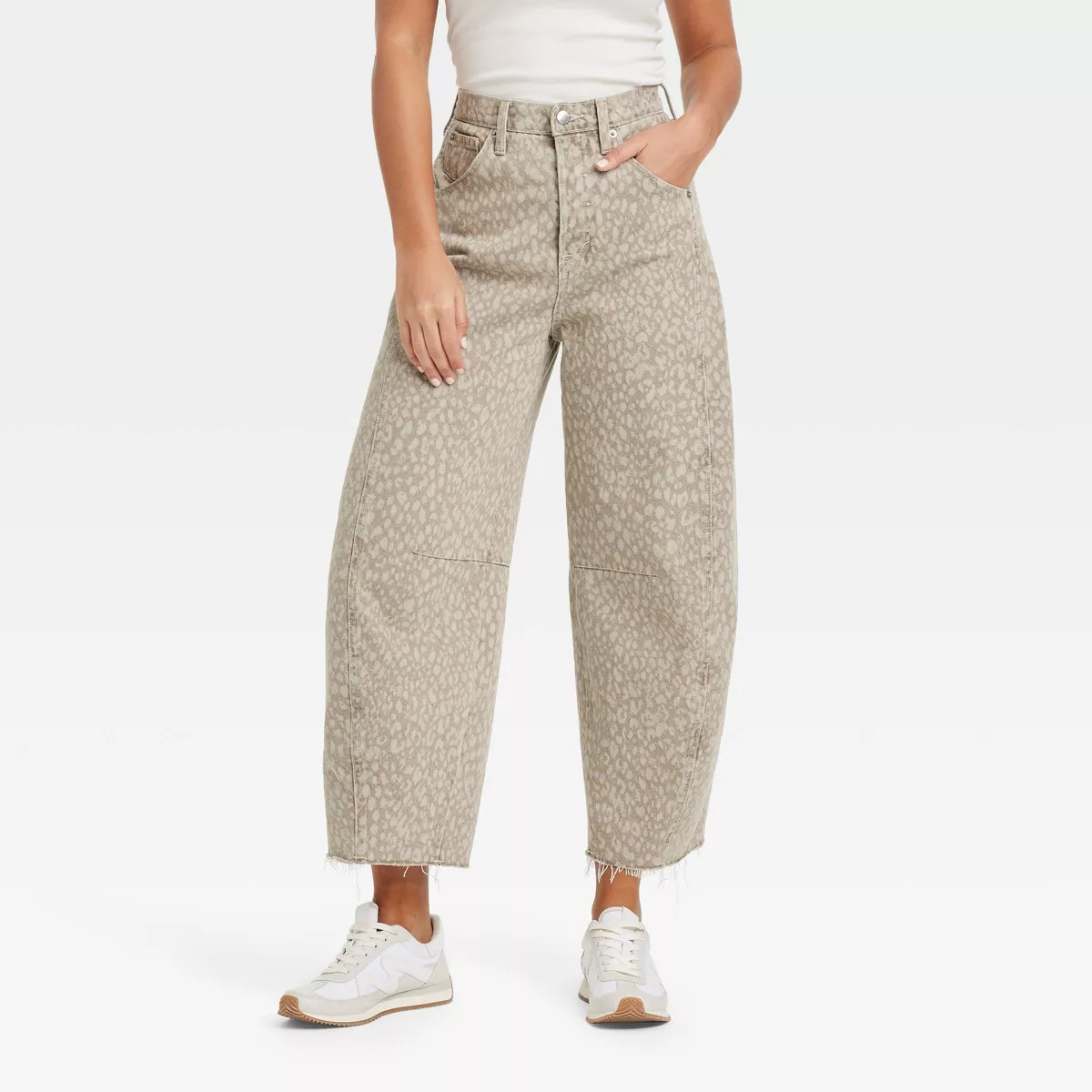Women's High-Rise Curved Leg Ankle Jeans - Universal Thread™ Tan Leopard Print | Target