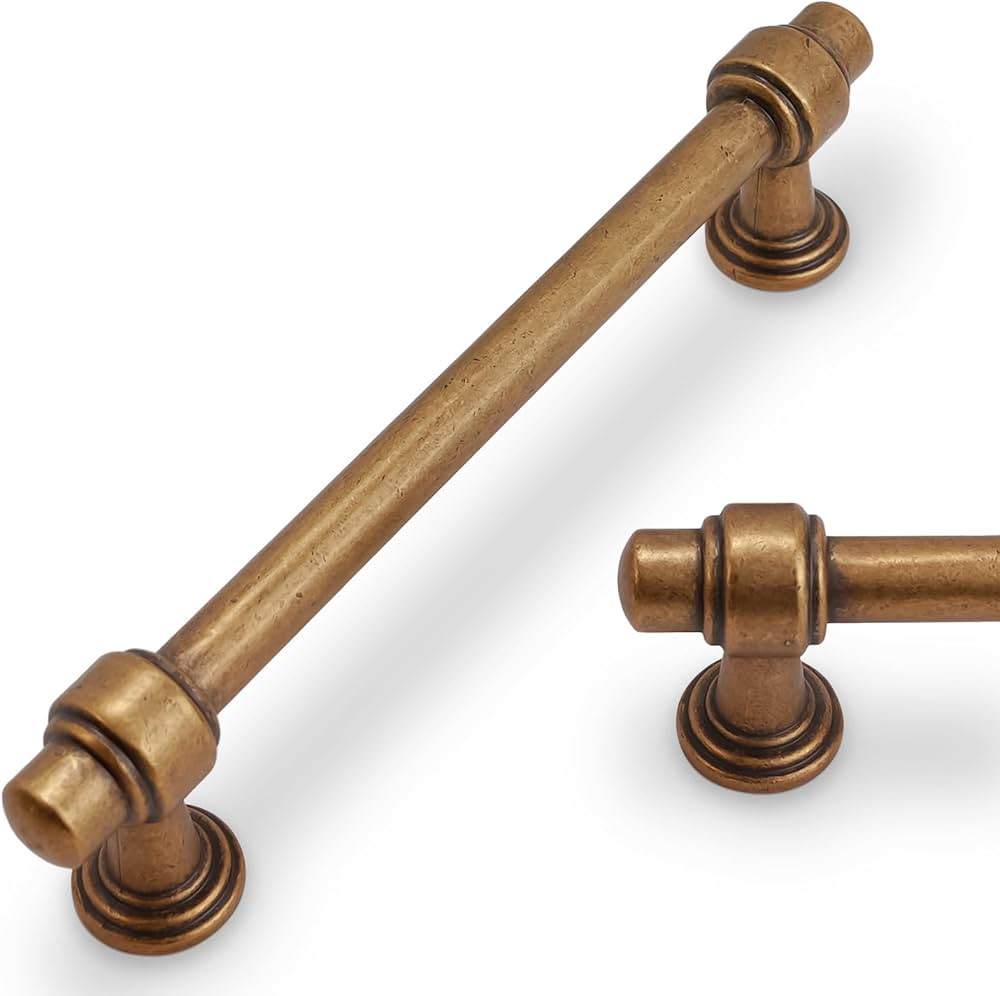 10 Pack 6-1/4 inch(160mm) Antique Brass Kitchen Cabinet Handles Cabinet Pulls Vintage Drawer Pull... | Amazon (US)