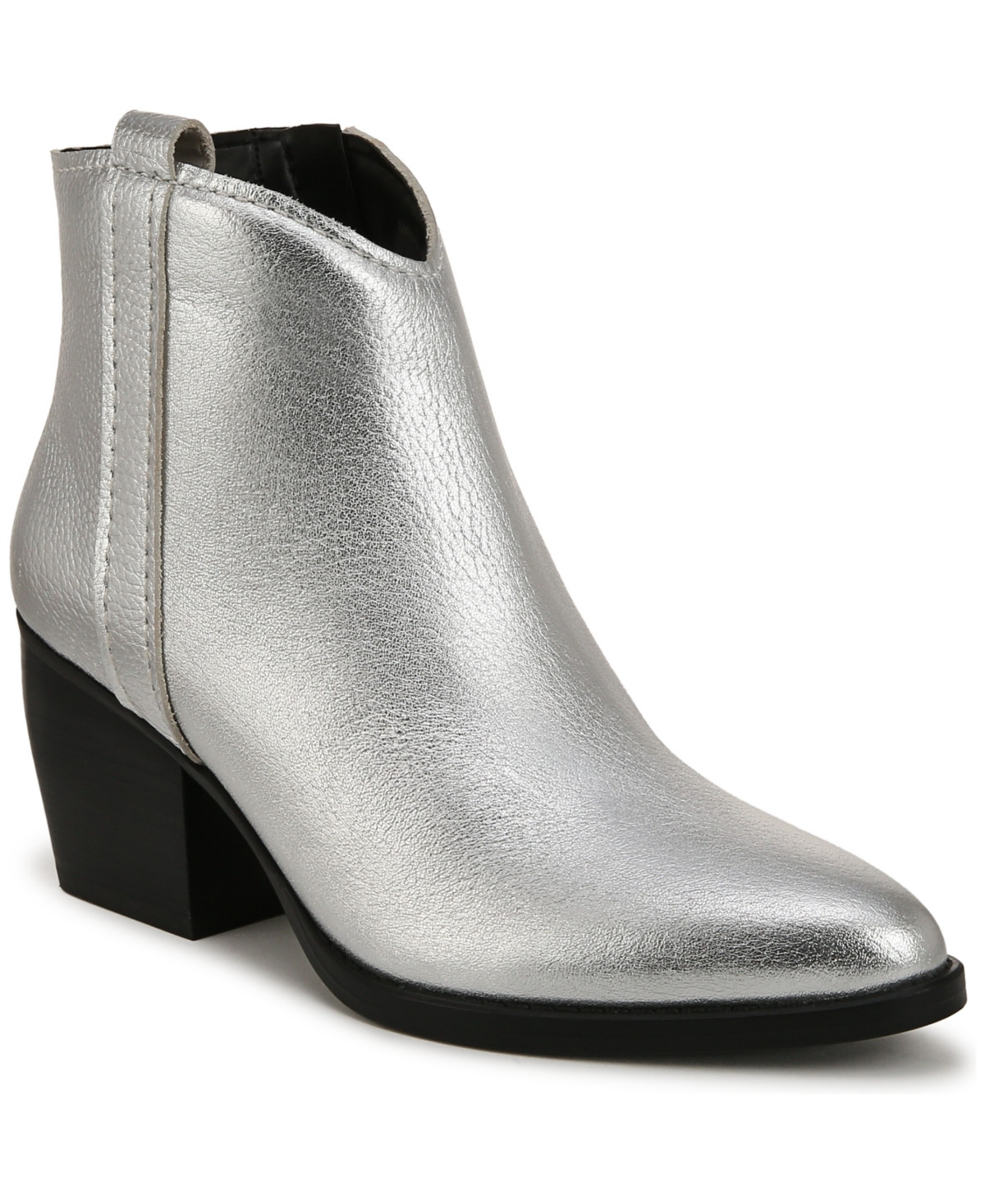 Naturalizer Fairmont Pointed Toe Western Booties - Silver Leather | Macy's