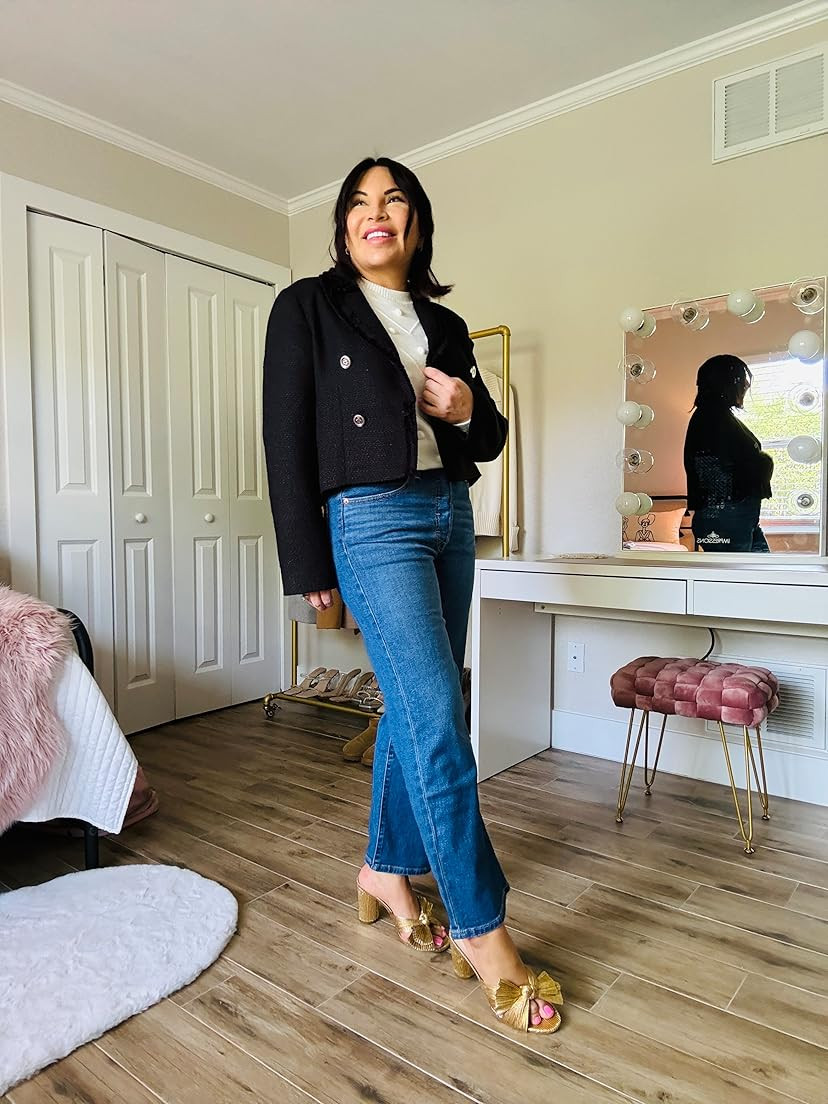 Mina Self Tweed Blazers Jackets for Women 2024 Spring Fashion Lapel Cropped Elegant Open Front Of... | Amazon (US)