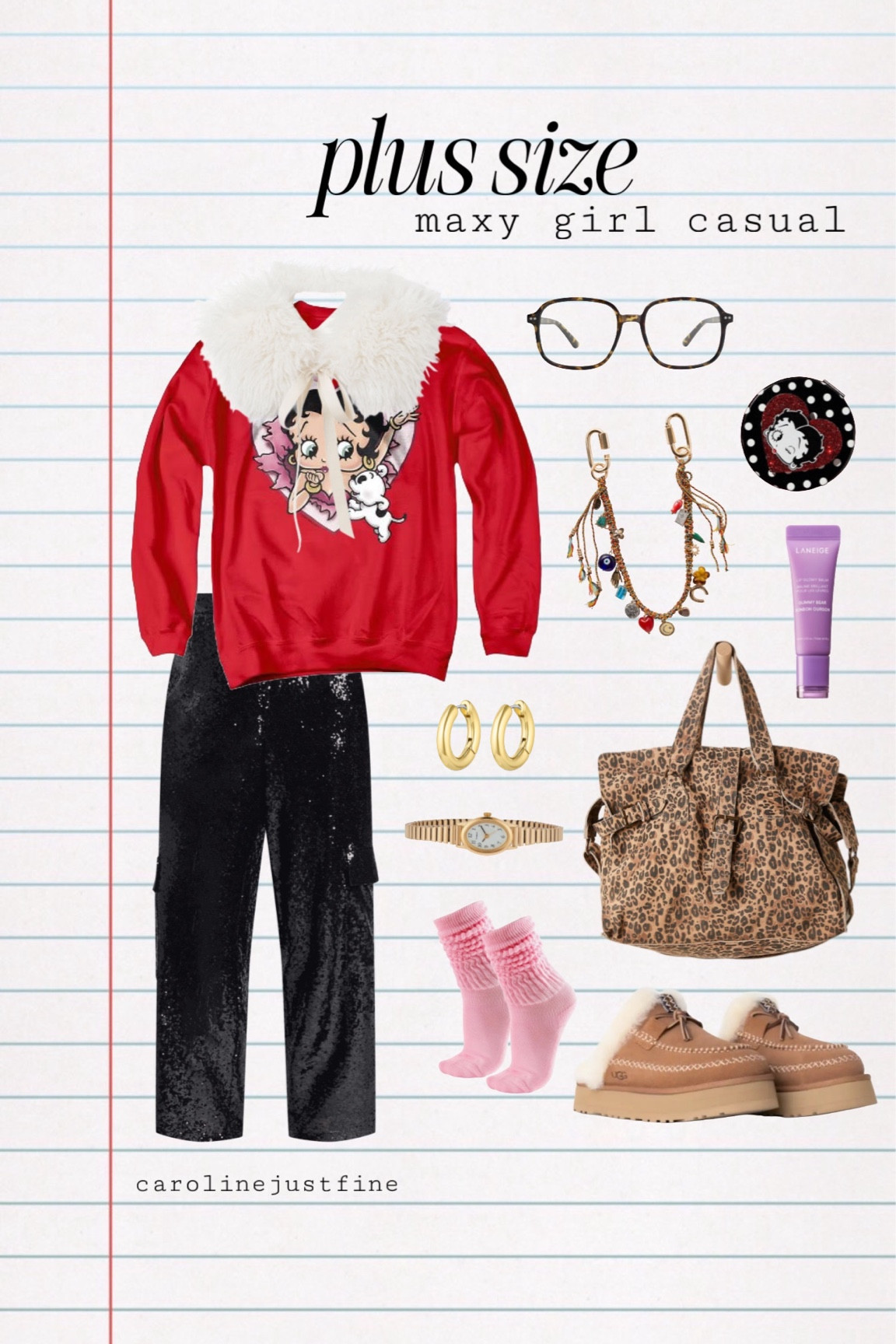 my maxy girl idea to the perfect cozy winter casual outfit ❤️ 

Betty boop, crewneck sweatshirt, sequin plus size cargo pants, ugh slippers, leopard print tote, glasses

#LTKPlusSize #LTKSeasonal #LTKStyleTip