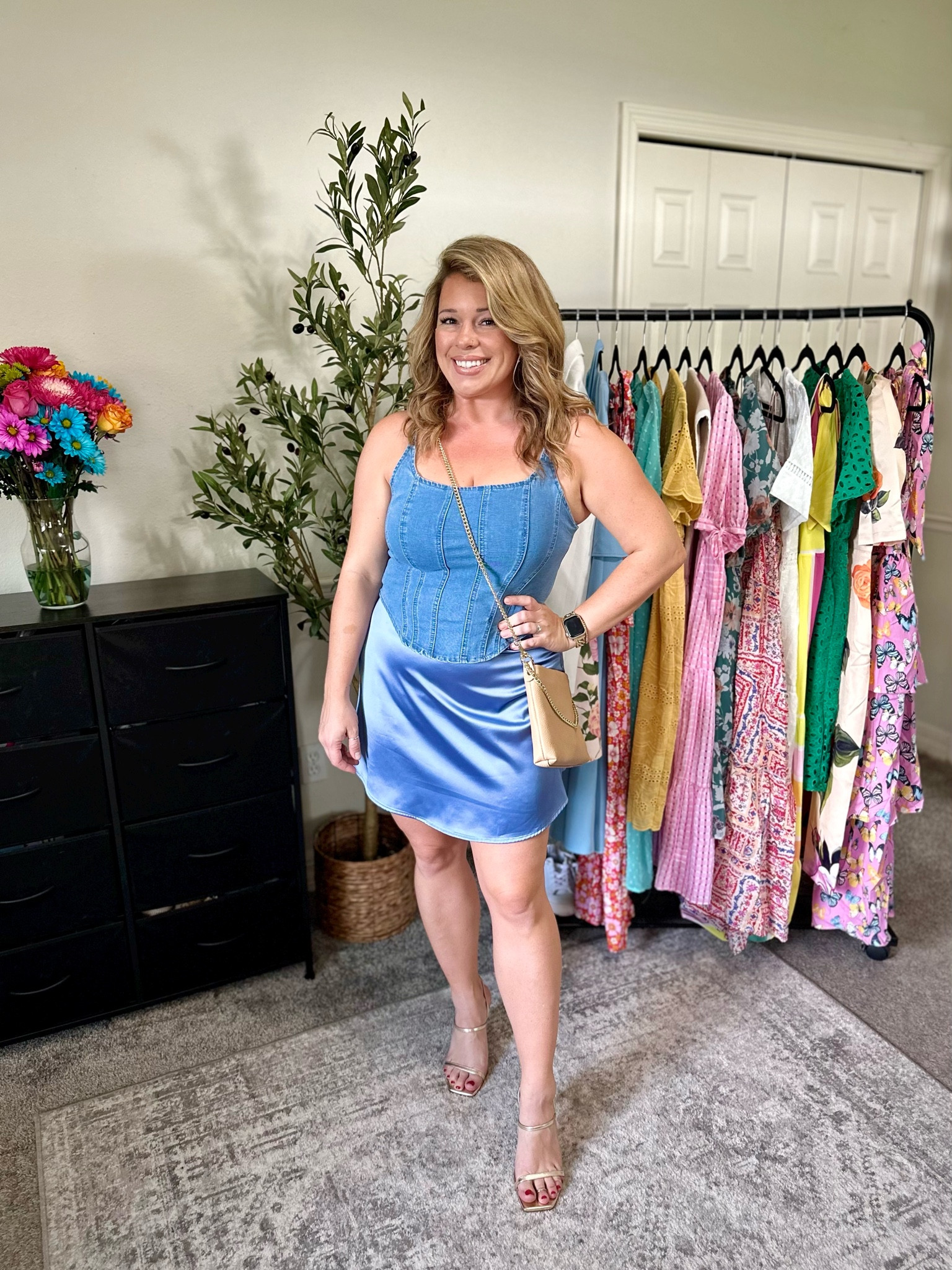Loving this little summery look that could be paired with a blazer or cardigan and boots to transition for fall time. 

Denim corset and satin skirt in size xl, I sized up for better fit.

#LTKFindsUnder100 #LTKStyleTip #LTKMidsize