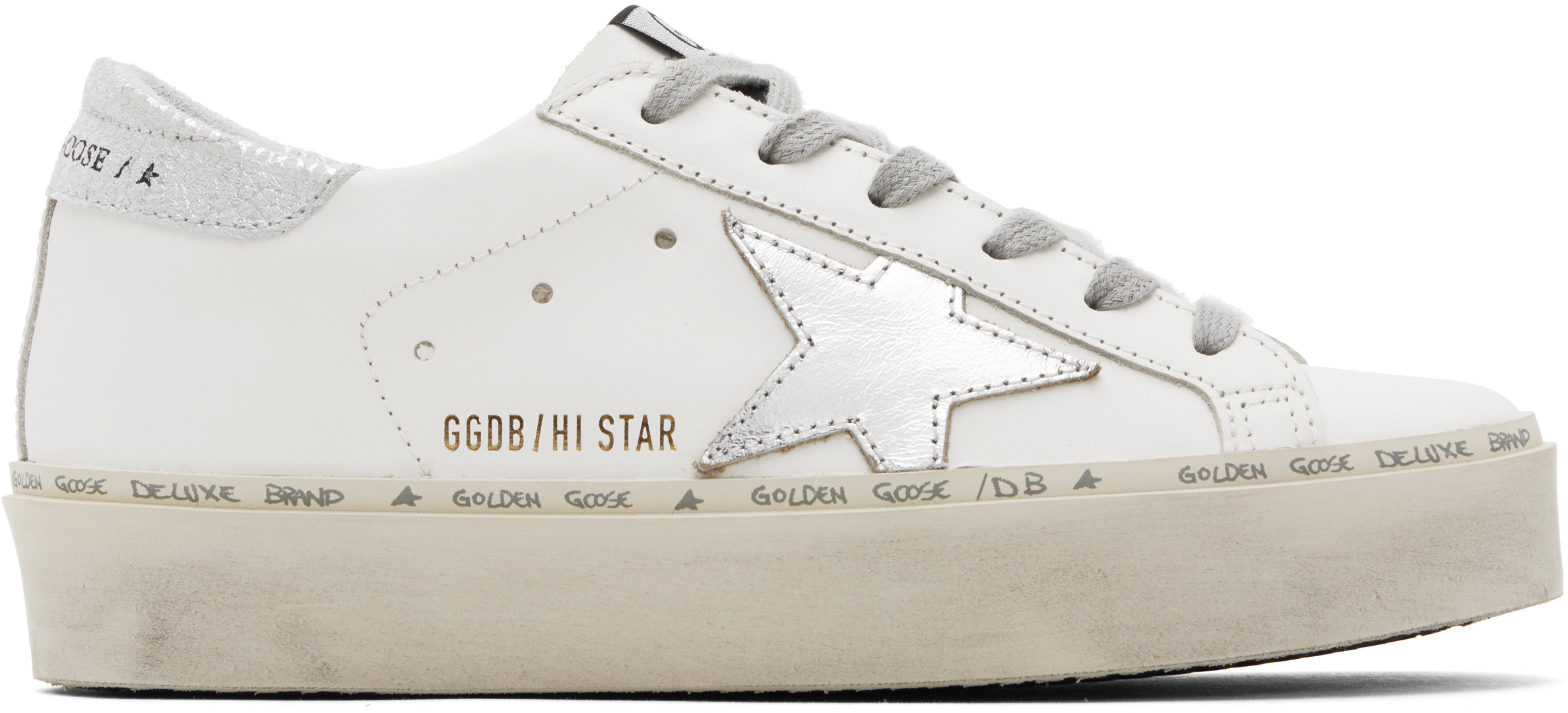 Golden Goose White & Silver Hi Star Classic Sneakers | SSENSE