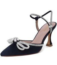 Susanny Women's Closed Toe Rhinstone Wedding Low Heel Slingback Clear Kitten Heels,Adjustable Str... | Amazon (US)