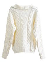 'Belinda' V-neck Polo Cable Knit Sweater (4 Colors) | Goodnight Macaroon