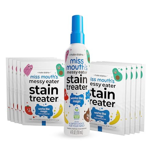 Miss Mouth's Messy Eater Stain Treater Spray - 4oz & 10 Wipes Stain Remover - Newborn & Baby Essentials - No Dry Cleaning Food, Grease, Coffee Off Laundry, Underwear, Fabric | Amazon (US)