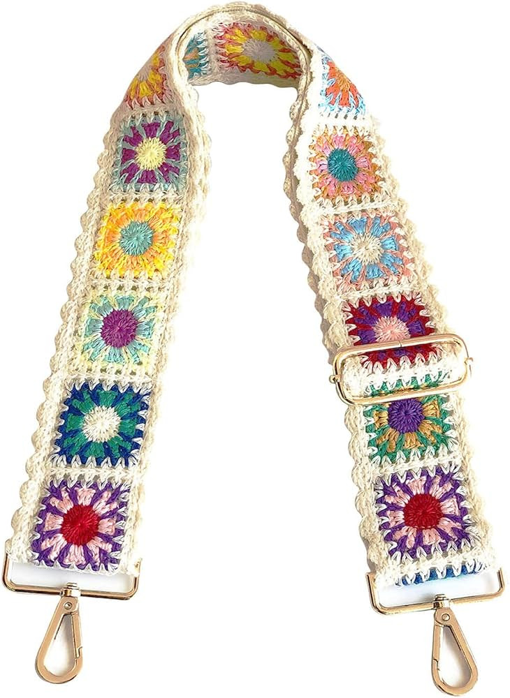 Crochet Flower Purse Straps Replacement Crossbody for Handbags Women Guitar Strap 2 inch Wide Adj... | Amazon (US)