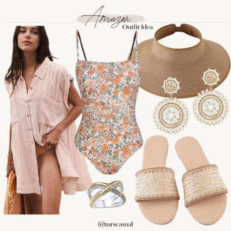 Cutest summer/vacation look. Love this free people looking coverup from Amazon and the one piece swim 🩷 

#LTKOver40 #LTKSwim #LTKStyleTip