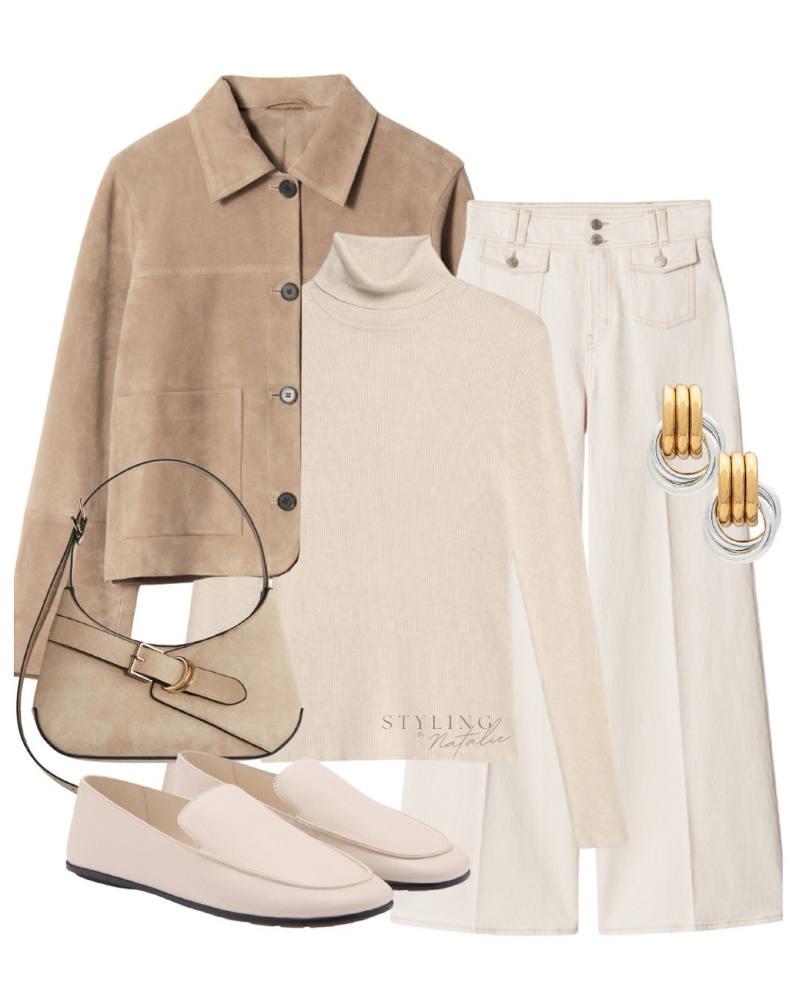 Suede outfit idea, casual style, spring outfit-
Suede jacket, wide leg jeans, roll neck jumper, loafers and suede strappy bag. 

#LTKstyletip #LTKeurope #LTKspring