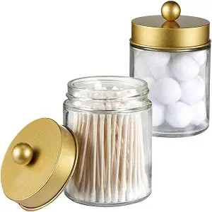 Amolliar 2 Pack Glass Apothecary Jars with Metal Lid Bathroom Storage Organizer - Cute Qtip Dispe... | Amazon (US)