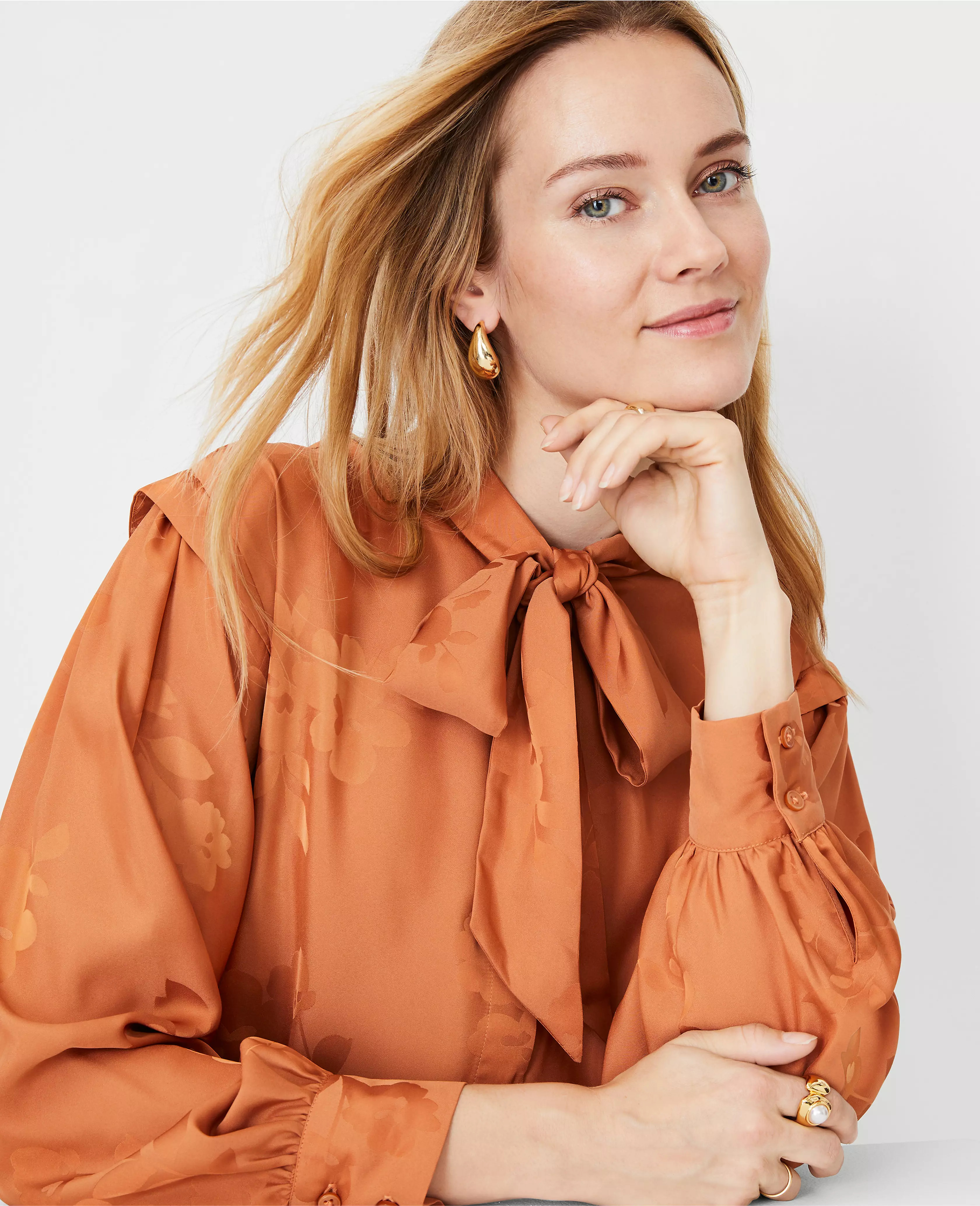 Tie Neck Drop Shoulder Shirt | Ann Taylor (US)